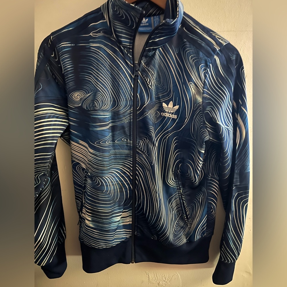 Adidas Men's Blue Patterned Jacket